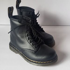 Black Leather Kids Boots